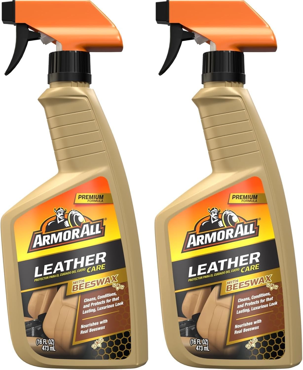 Armor All Car Leather Cleaner Spray, Beeswax Leather Care Spray for Cars, Trucks, Motorcycles, 16 Oz Each