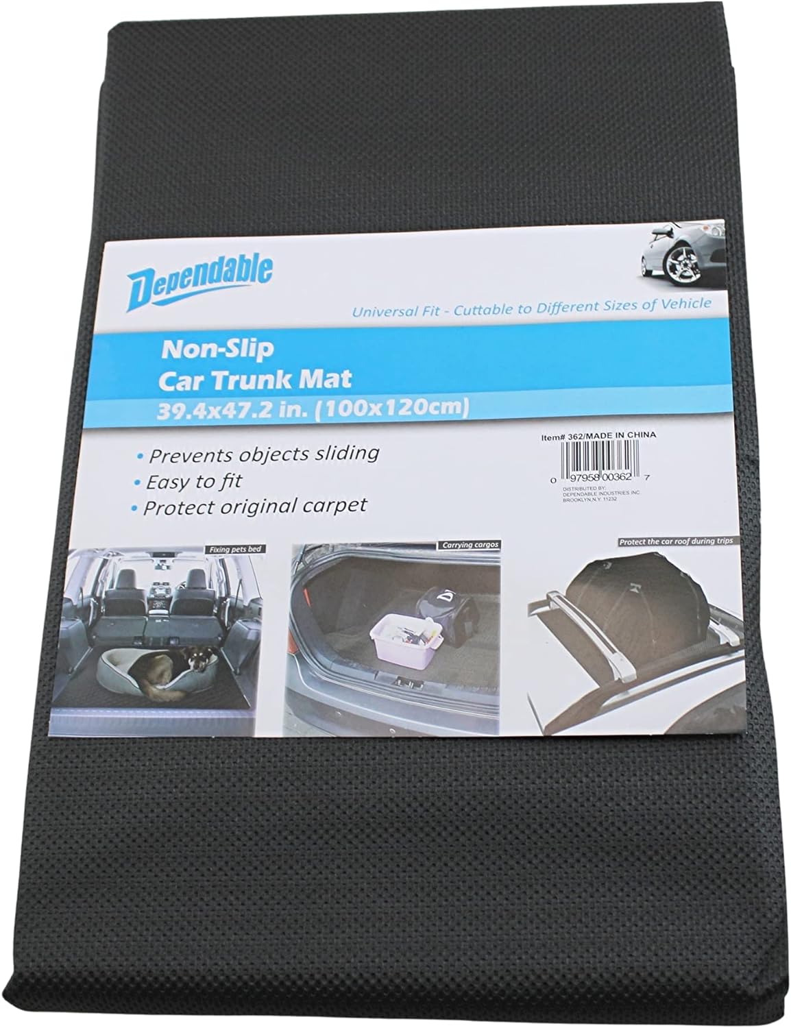 Dependable Industries Premium Non-Slip Car Trunk Mat Cargo Liner Universal Cut-to-Fit Protects Against Dirt Size 39" x 47"