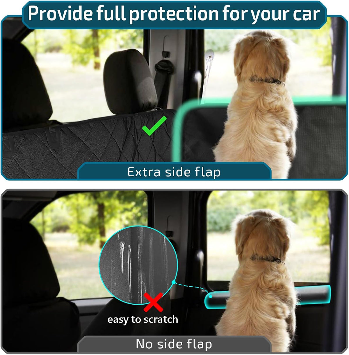 Veckle SUV Cargo Liner for Dogs with Side Flaps, Large (54" x 93") Water Resistant Trunk Cover, Non-Slip Pet Area Protector with Bumper Flap, Universal Fit for SUVs Sedans Vans, Khaki