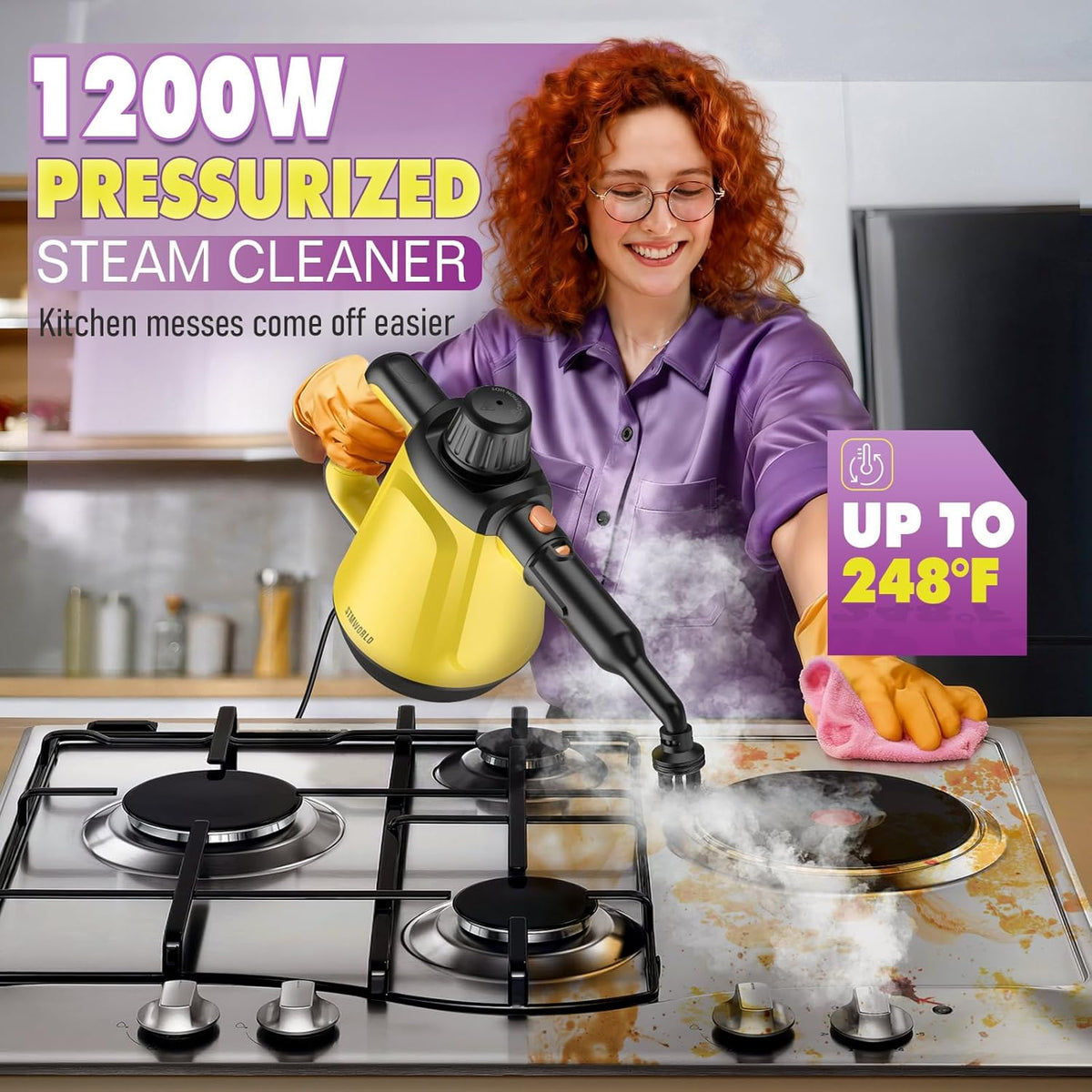 Steam Cleaner, Handheld Steam Cleaner for Home, 1200W Multi-Surface Steamer for Cleaning with 10 Tools, Deep Cleaning for Bathrooms, Kitchens, Upholstery, Windows, Shower, Tile, Grout and Car