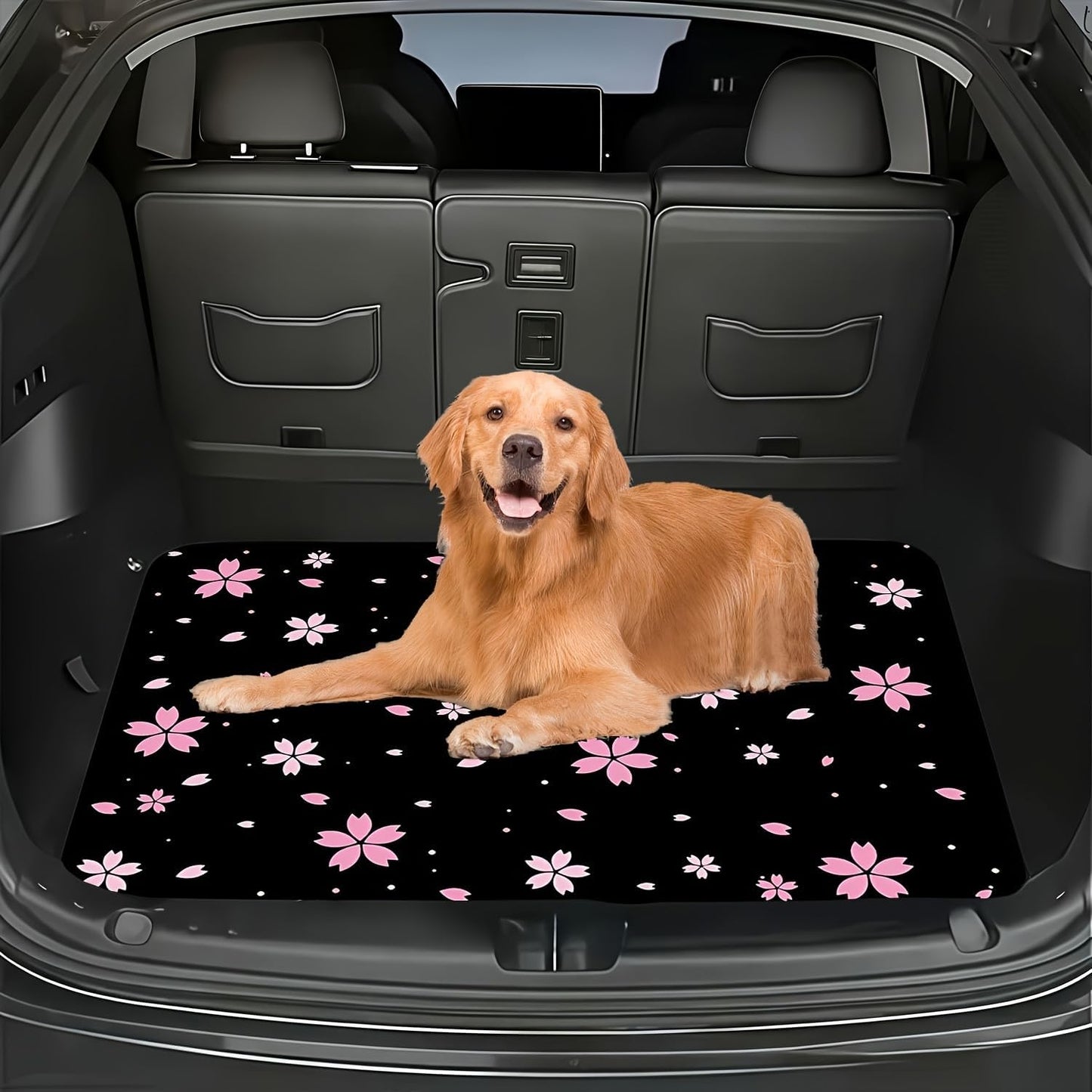 Universal Car Trunk Mat 29" x 39",Purple Colorful Flowers All Weather Trunk Protection Cargo Liner, Durable Cargo Mat Rear Trunk Liner,Stylish Vehicle Interior Accessories Suitable for Most Car Models
