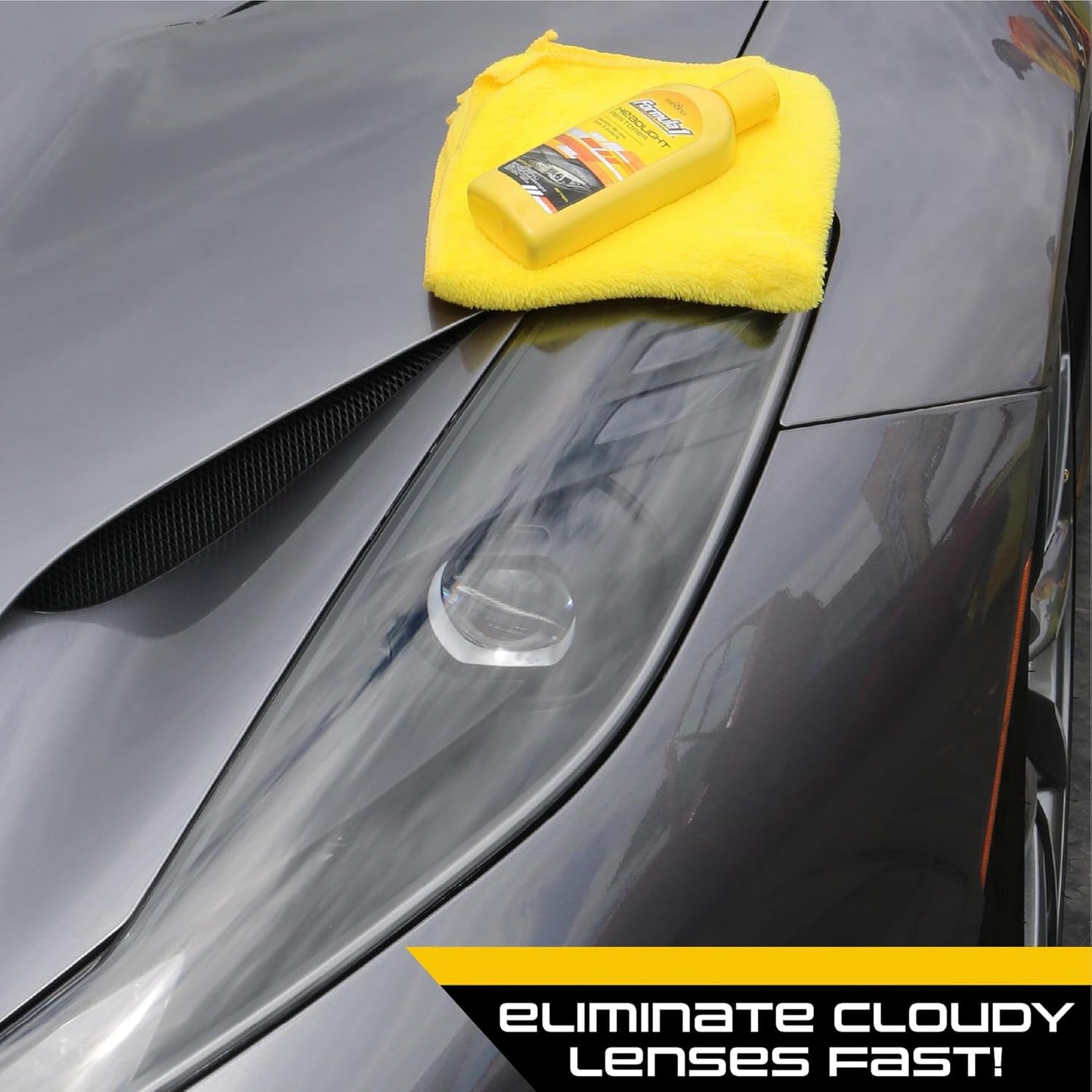 Formula 1 Headlight Restorer & Sealant – One Step Polish to Clean & Renew Yellowed Headlights, Windscreens, or Exterior Plastics (8 oz.)