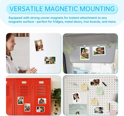2 Pack Magnetic Car Visor Photo Holder – Personalized Acrylic Clip for Family, Pets, Travel Pictures – Easy Snap-On Car Accessory for Sun Visor (2 Pack, 2.4''x3.5'')