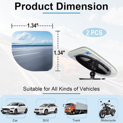 BFXM Blind Spot Mirrors 2 Pack, Car Accessories Frameless Side Mirror Blindspot Convex HD Glass, Side View Mirror Blindspot with Wide Angle Adjustable Stick for Car SUV and Trucks