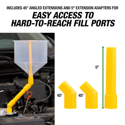 OEMTOOLS No-Spill Coolant Funnel Kit, 15 Piece Fluid and Oil Funnel Set, Allows Access To Hard-To-Reach Radiators