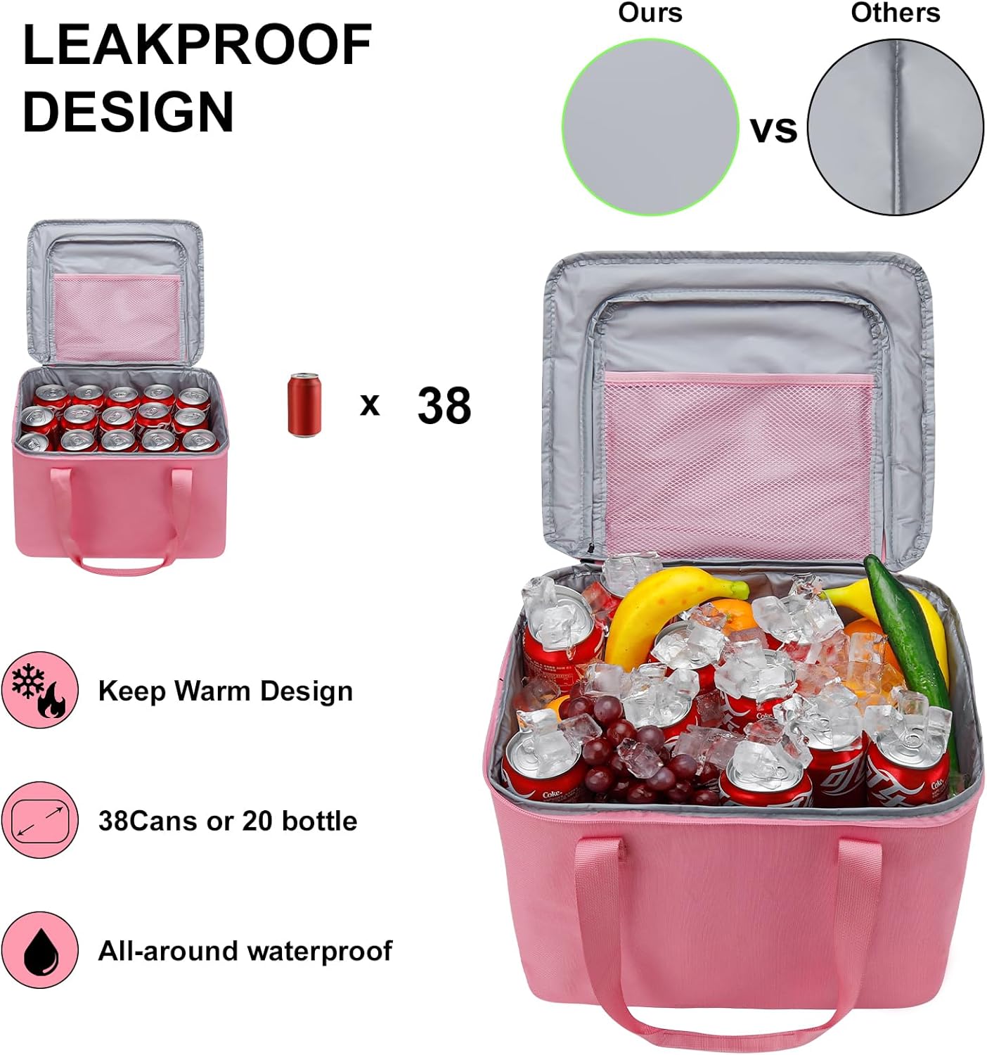 Car Trunk Organizer and Storage with Lid & Removable Leakproof Cooler Bag, Car Accessories 6 Removable Dividers for Custom Space, Collapsible Large Trunk Organizers Interior for SUV Sendan with Cover