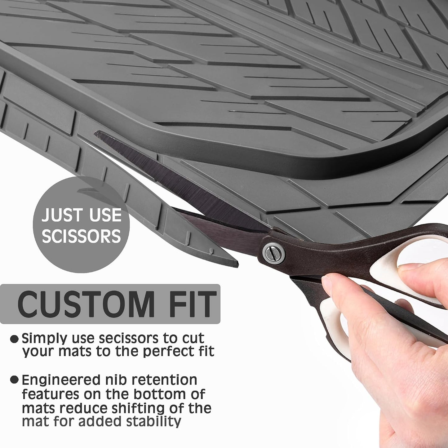 CAR PASS Heavy Rubber Car Floor Mats, Deep Waterproof Car Mats All Weather, Universal Trim-to Fit Automotive Floor Mats for Car SUV Truck Van, Durable Floor Liners Solid Black