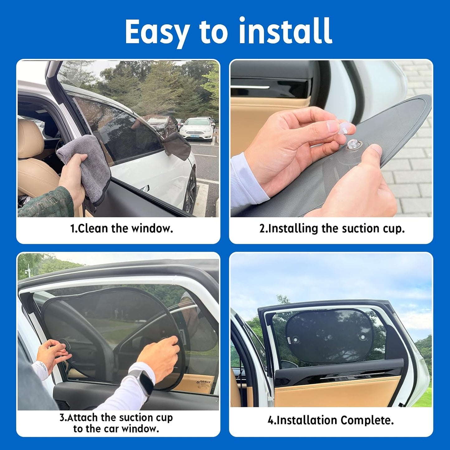 2026 New Upgrade Car Window Shades for Side Window(4 Pack),Car Window Shade for Baby with 8 Suction Cups,Sun Shade Side Window Can Blocks 99.98% UVR,Sun Shade for Window