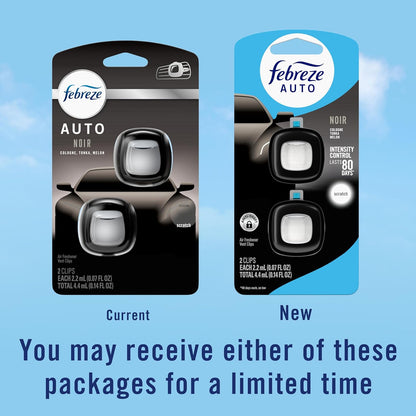 Febreze AUTO Air Freshener, Odor-Fighting Automotive Vent Clip, Midnight Storm Scent, 8 Count
