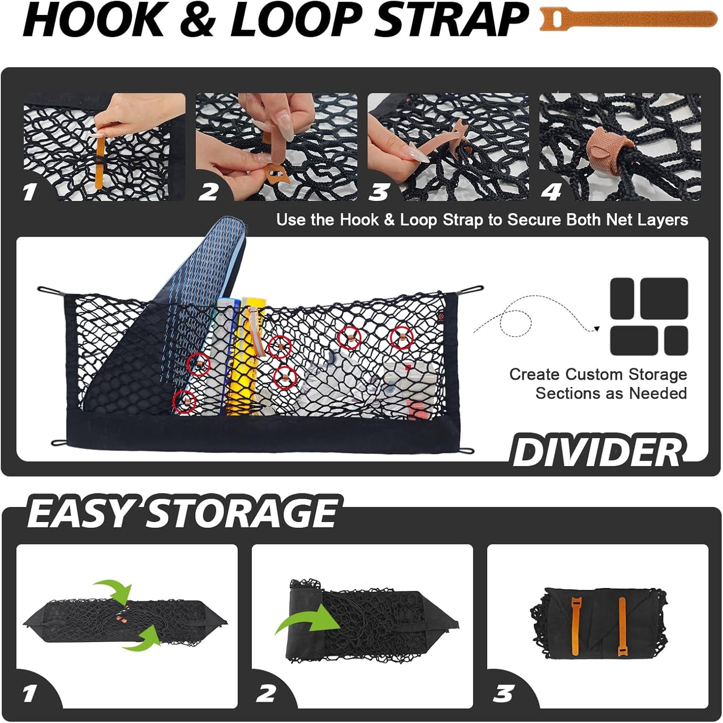 Muslogy Truck Bed Cargo Net Trunk Netting Compatible with 2023-2025 2026 Honda CR-V Accessories, Pickup Cargo Organizer SUV Sedan Storage Net w/Heavy Duty Carabiners - Colors B