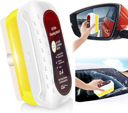 Automotive Oil Film Cleaning Brush, Upgraded Antifog & Rainproof Glass Cleaning Board, Reusable Glass Oil Film Remover for Car Windows & Windshields (Red)