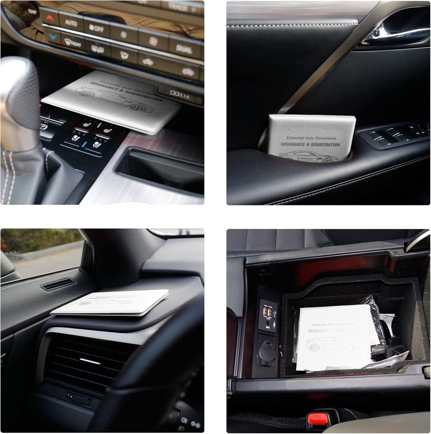 UYYE Car Registration and Insurance Card Holder, Vehicle Glove Box Car Organizer, Interior Car Accessories for Documents, Cards, License - 2 Pack