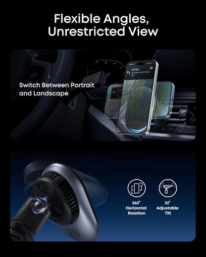 Anker Prime MagSafe Car Mount Charger, Qi2 25W Certified Wireless Car Charger with AirCool, Strong Magnets, Air Vent Mount for iPhone 17-12 Series
