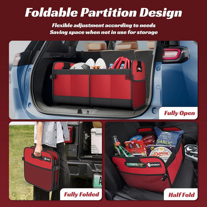 Sposuit Trunk Organizer for Car - 70L Collapsible Car Storage with 11 Pockets & Reinforced Handles, SUV Trunk Organizers for Grocery Cargo(Black)