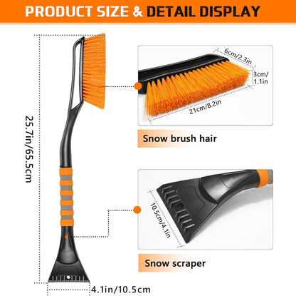 Showvigor 25" Snow Brush and Ice Scrapers for Car Windshield, 2-in-1 Detachable Design with Paint Protection, Extra Long Snow Removal Tool for Cars, Trucks, SUVs - Great for Drivers