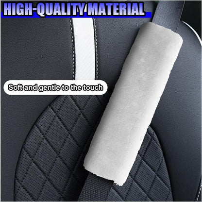 2PCS Car Seat Belt Cover Pads - Soft Faux Sheepskin Seat Belt Shoulder Strap Cover Harness Pad for Comfortable Driving - Universal Fluffy Car Seatbelt Cushion Protect Shoulder&Neck (Black)