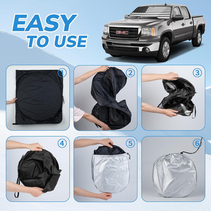 SEPORUD Windshield Sun Shade New American Eagle Flag USA Patriotic Design - Folding Car Front Window Sunshade for Cars SUV Trucks, Max UV Blocking and Keep The Vehicle Cool(64"x33.5")