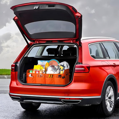 titiyiof Trunk Organizer For Suv & Sedan,Car Organizers and Storage, Waterproof Collapsible & Adjustable Straps,Sturdy Car Organization for Car Accessories, Tools,Food，Sundries,2-3 Compartment（Beige）