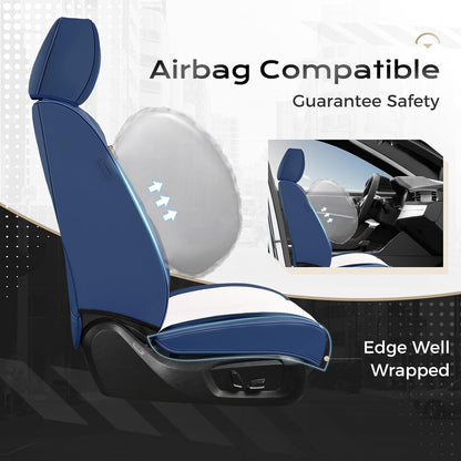 Coverado Seat Covers Full Set, Black Seat Covers for Cars 5 Seats, Car Seat Protector, Waterproof Nappa Leather Car Seat Cushion, Front and Rear Car Seat Cover Fit for Most Sedans SUV Pick-up Truck - Colors B