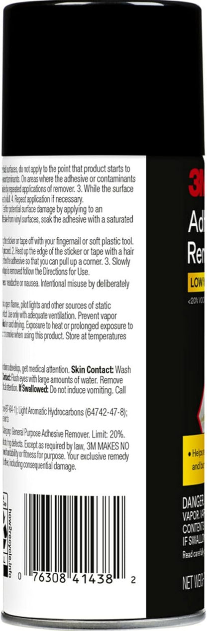 3M Adhesive Remover, 12 oz., Quickly Remove Adhesive, Attachment Tape, Tar, Wax & Adhesive Residue, Low VOC <20%, No Residue Left Behind, Easy-to-Use Formula, Also Works on Glass & Vinyl (03618VOC20)
