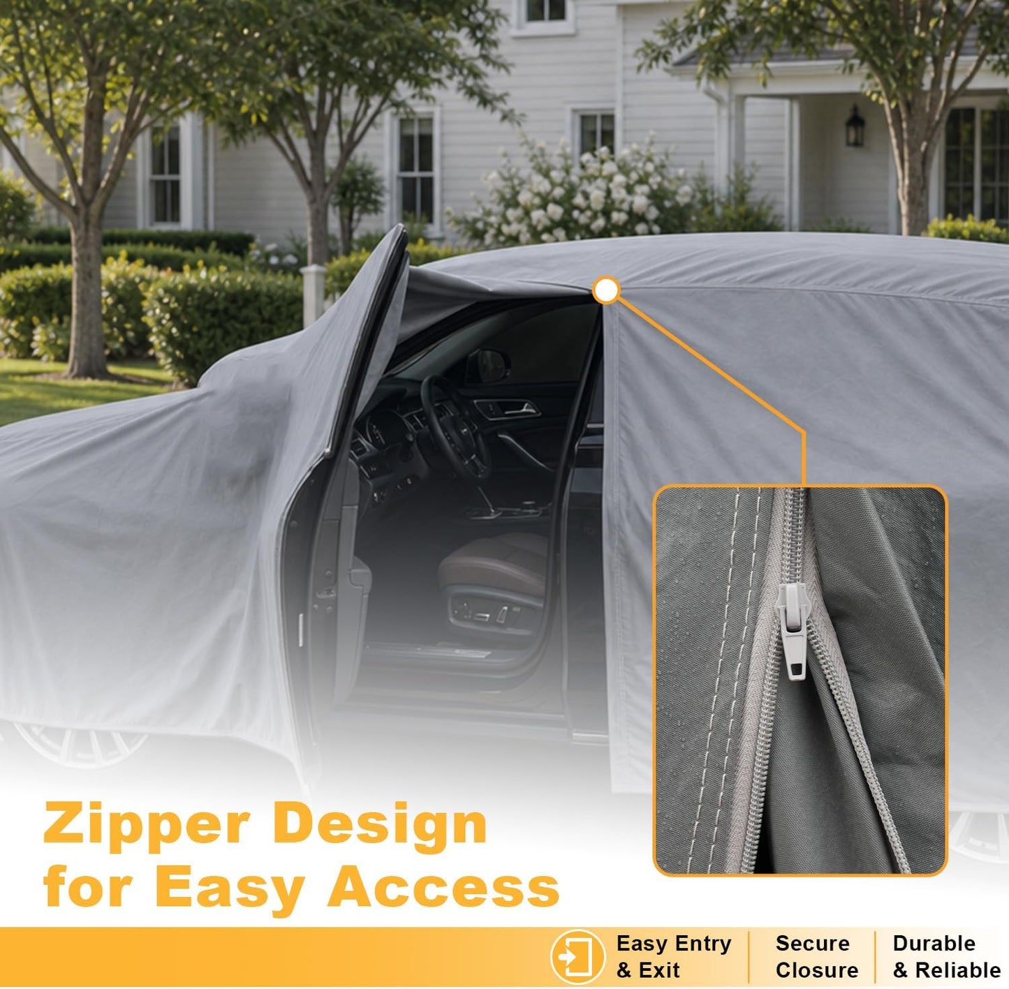 GUNHYI 16 Layers Car Cover Waterproof All Weather, Heavy Duty Outdoor Car Cover Universal Fit Sedan Toyota Camry, Tesla Model 3, Honda Accord, Nissan Altima, Kia K5/Stinger, Hyundai Sonata etc.