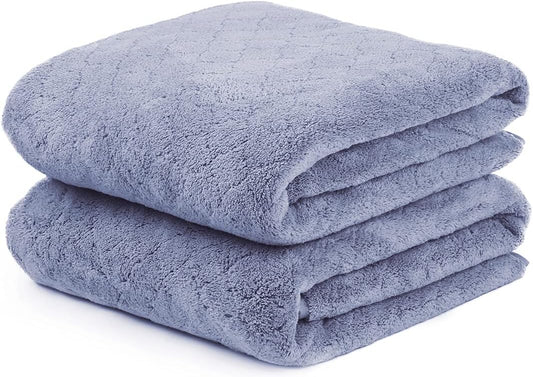 JML Microfiber Bath Towel 2 Pack(30" x 60"), Oversized Thick Towels, Soft, Super Absorbent and Fast Drying, No Fading Multipurpose Use for Sports, Travel, Fitness, Yoga, 30 in 60 in, Grey Count - Colors B