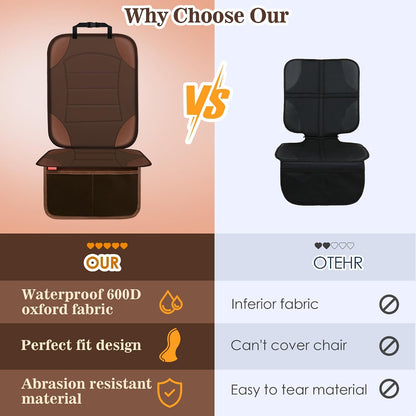 Sinvitron Car Seat Protector for Child Car Seat - Waterproof Non-Slip Leather Mat with 2 Mesh Pockets, Universal Seat Cover for Baby, Pets & Vehicles(2-Pack,Black)