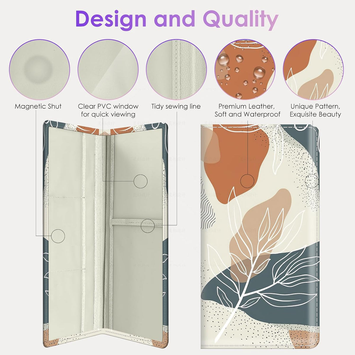 Car Registration and Insurance Holder，Colour Patterns Men Women Car License Document Registration and Insurance Card Holder