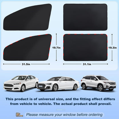 ZATOOTO Side Window Sun Shade - 4 Pack Car Window Covers 99% UV Light Block Car Curtains Magnetic Side Window Sun Shade Keeps Cooler for Breastfeeding, Taking a nap, Changing Clothes, Camping