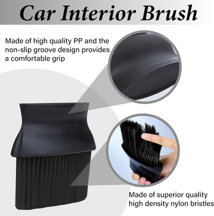 Car Interior Brush, Automotive Interior Dusting Brush, Car Interior Cleaning Brush, Bristles Detailing Brush Dusting for Car Interior, Dashboard, Air Conditioner Vents, Leather, Computer (Yellow)