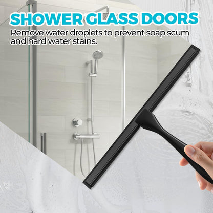 ALFLOD 2PACK Shower Squeegee for Glass Doors, Squeegee for Shower Glass，All-Purpose Tile Walls, Bathroom, Window, Glass and Car Windshield, Mirrors and Kitchen-Stainless Steel, 10 Inches, Silver