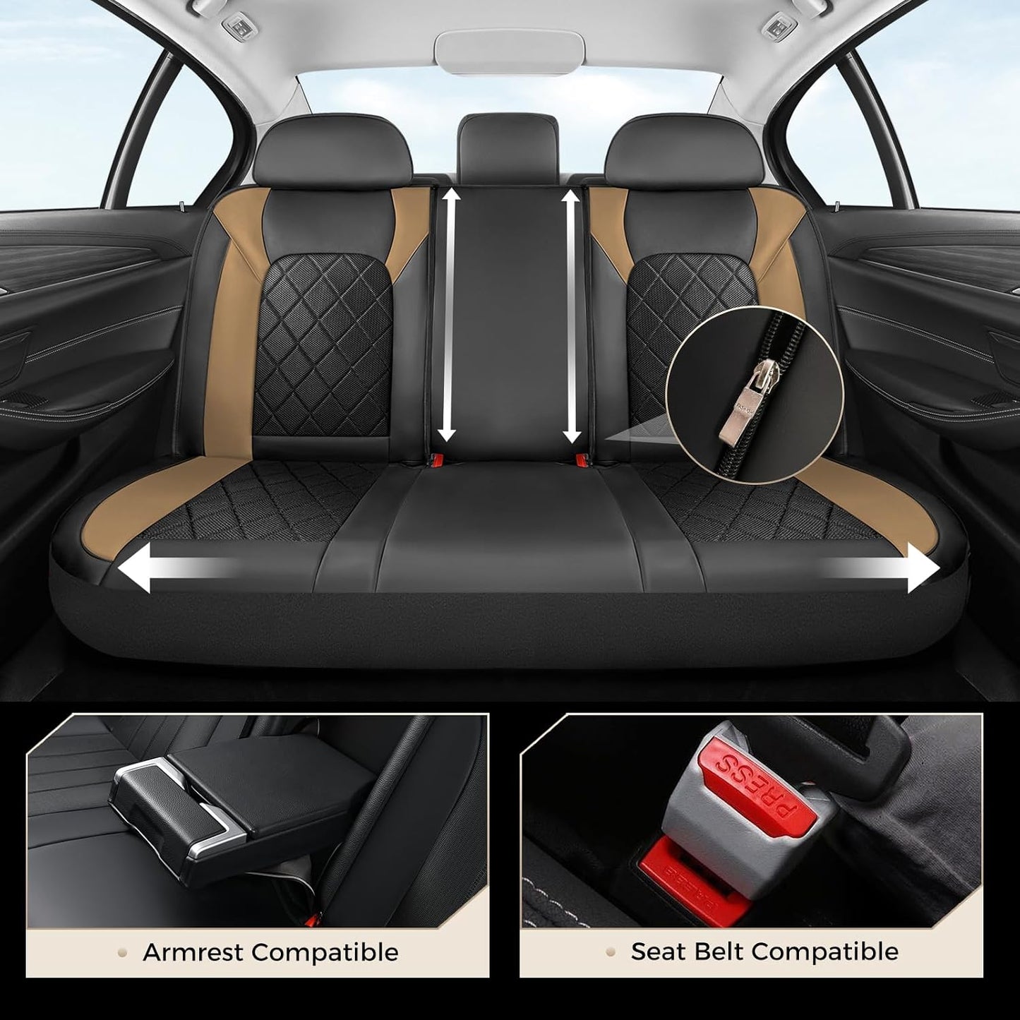 Coverado Car Seat Covers, Seat Covers Full Set, 5 Seats Automotive Seat Cover, Mesh Breathable Seat Protectors, Universal Fit for Most Cars
