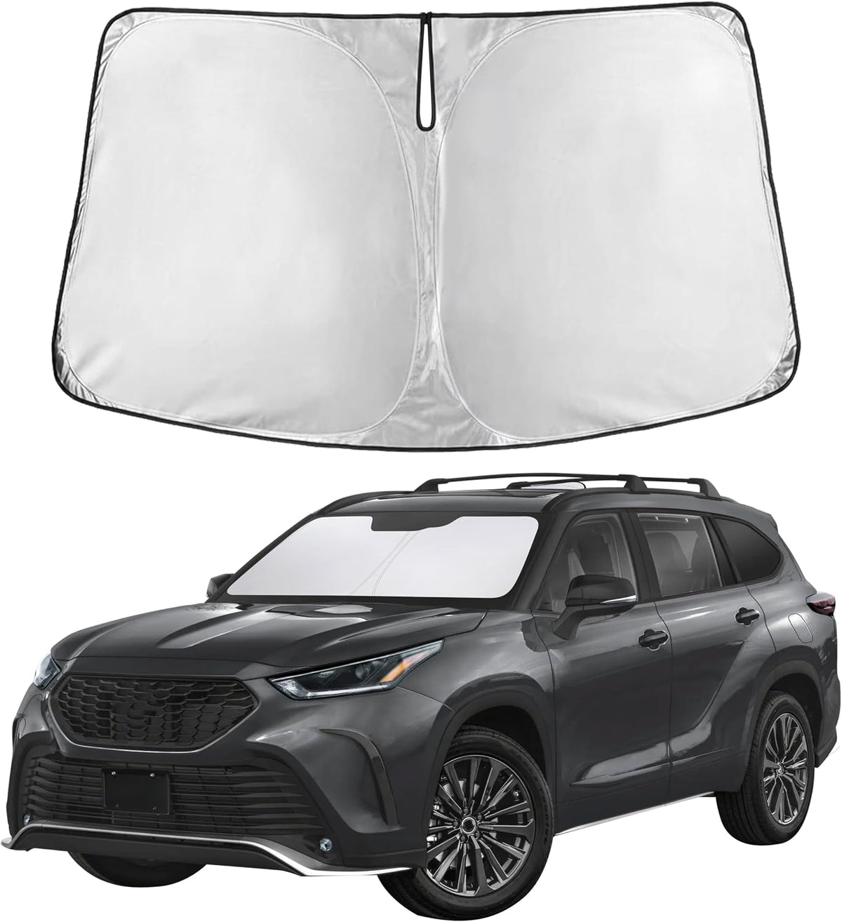 EcoNour Car Windshield Sun Shade | 2025 Upgraded Innovative No-Light-Pass Technology for Maximum Coverage | Foldable Sun Shade Keeps Your Vehicle Cool | Must-Have Car Accessories | Small (59" x 29") - Colors J