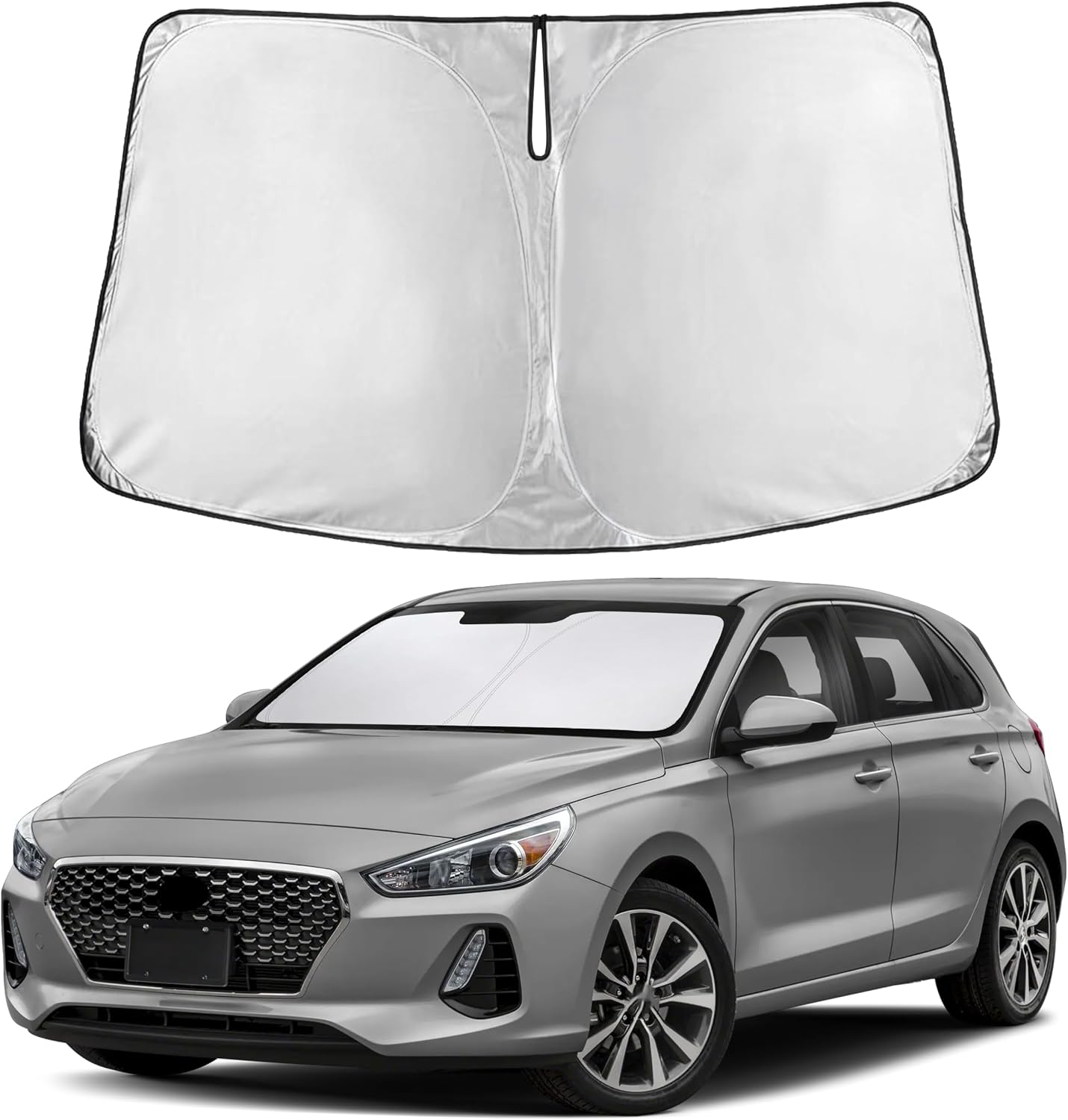 EcoNour Car Windshield Sun Shade | 2025 Upgraded Innovative No-Light-Pass Technology for Maximum Coverage | Foldable Sun Shade Keeps Your Vehicle Cool | Must-Have Car Accessories | Small (59" x 29") - Colors J