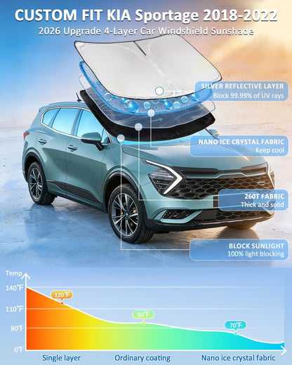 for Toyota Tacoma 2016-2023 2024 2025 2026 Sun Shade Sunshade Windshield Cover - 4 Layers Front Window Shade Custom Fit Tacoma 2Dr 4Dr Pickup Sun Visor 240T Shade Blocks UV Rays Car Accessories - Colors A
