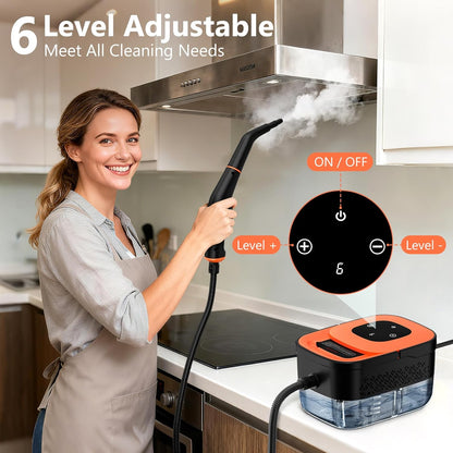 Steam Cleaner, Portable Steamer for Cleaning with 16pcs Accessories, 6-Level Adjustable and 15s Heat-Up, Handheld Steam Cleaner for Home, Tile, Dirt, Grout, Grease, Car Detailing