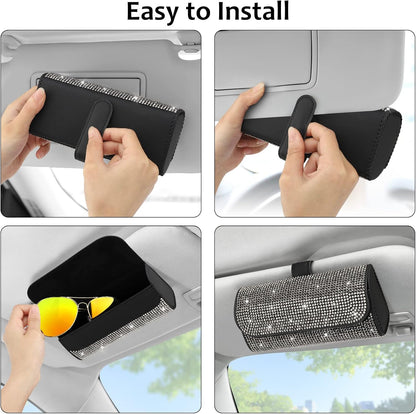 Accmor Sunglasses Holder for Car Sun Visor, Auto Eyeglasses Protective Storage Case, Vehicle Visor Accessories Organizer Box