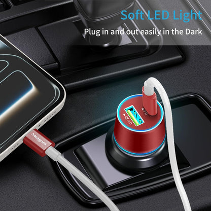 67.5W Car Charger USB C Super Fast Charging, 45W USBC & QC3.0 Port Plug for iPhone 17 Pro Max/Air/16/15/iPad, Samsung S26/S25 Android Cell Phone, Dual 12V Cigarette Lighter Adapter+ 3.3ft Type C Cable