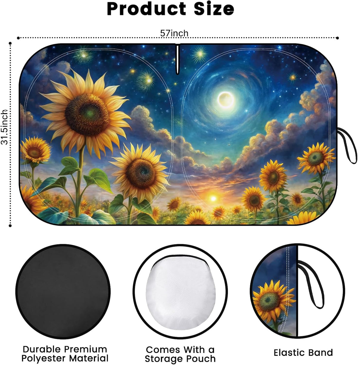 Iridescent Sun Shade for Car Windshield, Foldable Universal Car Windshield Upgrade Sunshade Enhanced UV Rays Reflective Sun Visor Shade Keeps Vehicle Cool