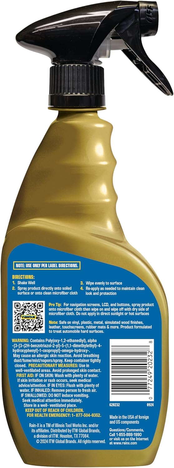 Rain-X 620232SRP All-Interior Cleaner Protectant & Repellent for Car Interiors, Cleans + Repels Liquid Spills & Dust without Residue, Cherry Scent 16 Fl Oz.
