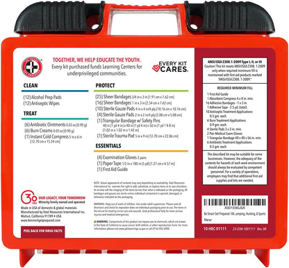 Be Smart Get Prepared OSHA/ANSI First Aid Kit - 10 Person, 100 Pieces - Designed for Home, Business, School, Industrial, and Restaurants - Compact & Portable