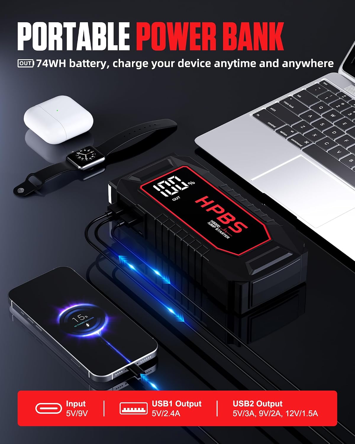 H50 Jump Starter - 5000A Jump Starter Battery Pack for Up to 10.0L Gas and 8.0L Diesel Engines, 12V Car Battery Jumper Starter Portable with 3.0" LCD Display, Jump Box