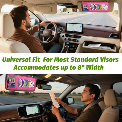 CD Visor Holder for Car, Large Capacity CD & DVD Visor Case, Vehicle Visor Storage Organizer with 12 Disc Sleeves, 1 Mesh Pocket 1 Pen Holder and & Elastic Band (Black)