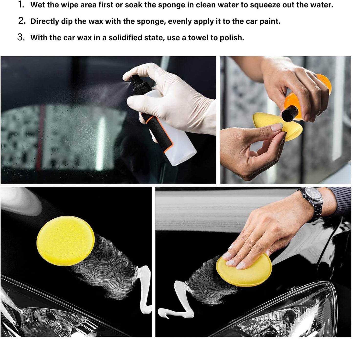 Car Wax Applicator Pad 24 PCS - Foam Applicator Pads 4 Inch Round Polishing Sponge for Tire Shine Waxing Detailing, Ultra Soft High Density Foam Pad for Car Polish, Scratch Repair & Wheel Dressing