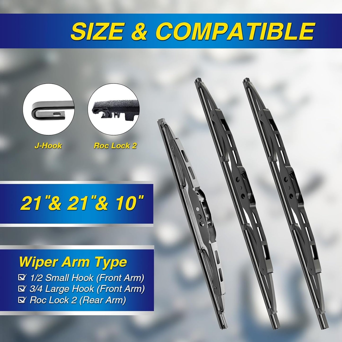 5 PLUS® Silicone Windshield Wipers Replacement for 2019-2024 Toyota RAV4/ 2006-2015 Mazda 5 Wiper Blades(Set of 3), Windshield Wiper Blades For My Car-26"/16"/12" - Colors C