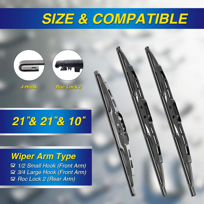 5 PLUS® Silicone Windshield Wipers Replacement for 2019-2024 Toyota RAV4/ 2006-2015 Mazda 5 Wiper Blades(Set of 3), Windshield Wiper Blades For My Car-26"/16"/12" - Colors C