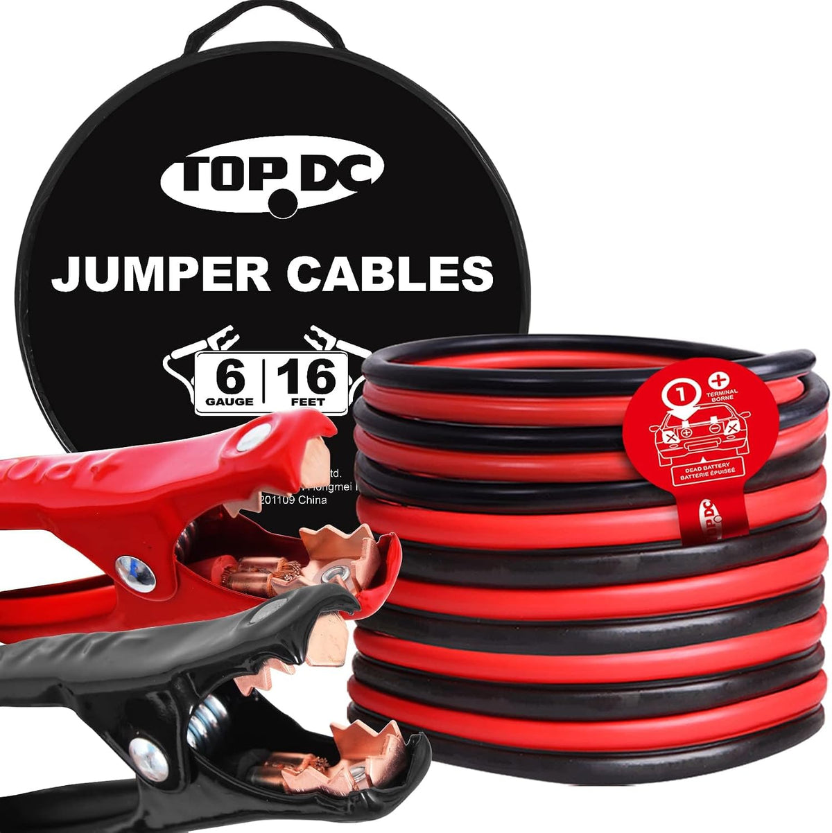 TOPDC 4 Gauge 20 Feet Jumper Cables for Car, SUV and Trucks Battery, Heavy Duty Automotive Booster Cables for Jump Starting Dead or Weak Batteries with Carry Bag, (TD-P0420)