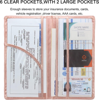 LumiMokki Premium Car Registration & Insurance Card Holder with Magnetic Shut, Vehicle Glove Box Car Organizer - For Documents, Cards, License (Black)