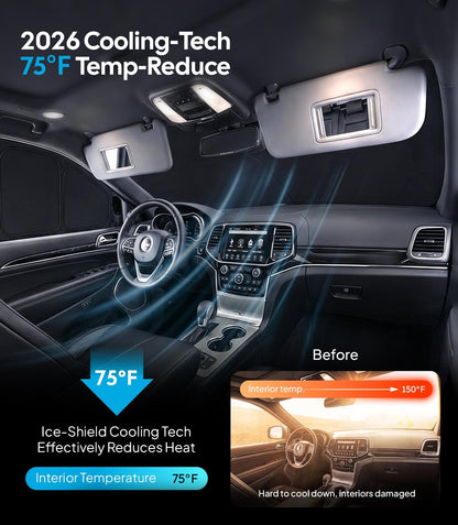Wigoo 2026 Upgrade 8PCS Full Set Window Sunshade for Toyota 4Runner 2010-2024 [7-Layer Cooler & Blacker, Ice-Crystal Tech] with Windshield for Sun Block, Baby, Camping, Privacy Napping, Relax