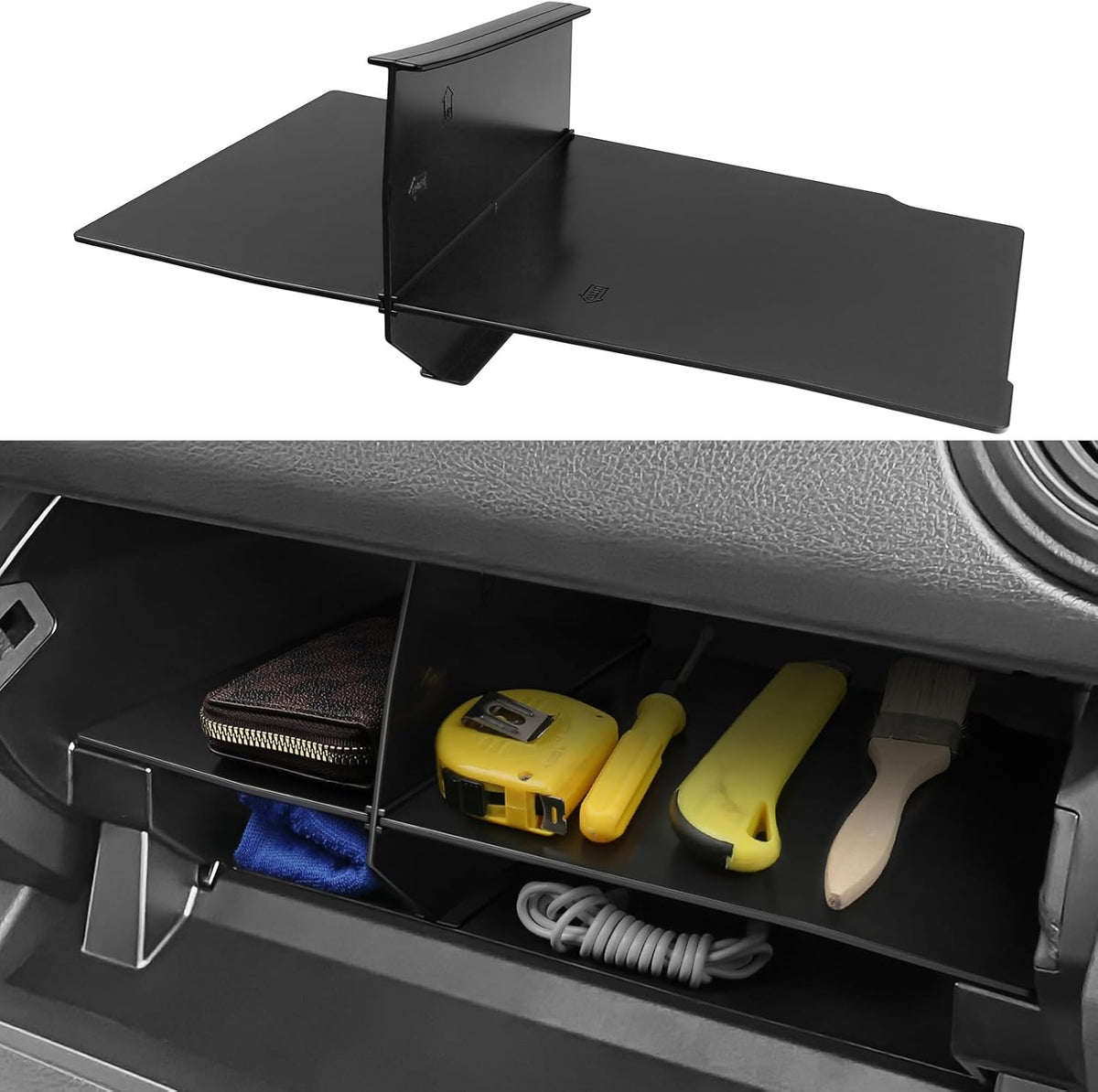 Glove Box Dividers Organizer Compatible with Toyota 2016-2020 2021 2022 2023 Tacoma Accessories Black ABS Material Center Console Organizer